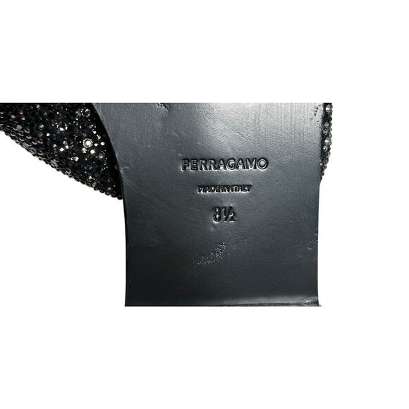 Salvatore Ferragamo Alrai Black Crystal Embellished Knot Mules Slides Sandals - Picture 6 of 7